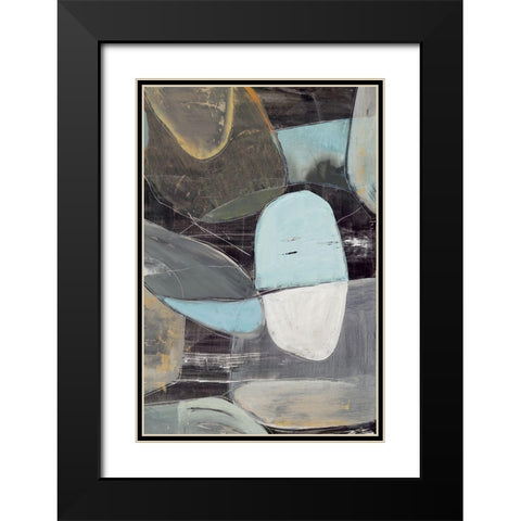 Stone Pebbles I  Black Modern Wood Framed Art Print with Double Matting by PI Studio