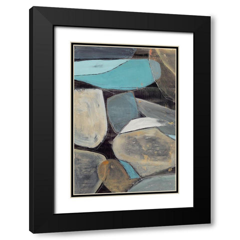 Stone Pebbles II Black Modern Wood Framed Art Print with Double Matting by PI Studio