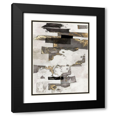 Gold and Black Ink I  Black Modern Wood Framed Art Print with Double Matting by PI Studio