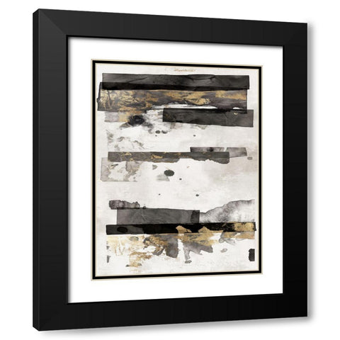 Gold and Black Ink II Black Modern Wood Framed Art Print with Double Matting by PI Studio