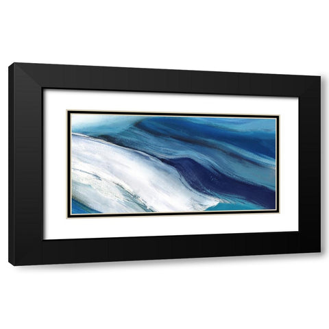 Blue Ocean Waves  Black Modern Wood Framed Art Print with Double Matting by PI Studio