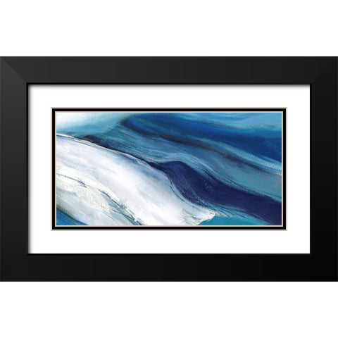 Blue Ocean Waves  Black Modern Wood Framed Art Print with Double Matting by PI Studio