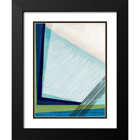 Blue Geometry I  Black Modern Wood Framed Art Print with Double Matting by PI Studio