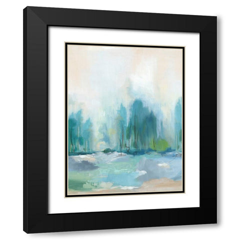 Soft Blue Landscape I  Black Modern Wood Framed Art Print with Double Matting by PI Studio