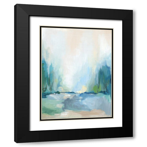 Soft Blue Landscape II  Black Modern Wood Framed Art Print with Double Matting by PI Studio