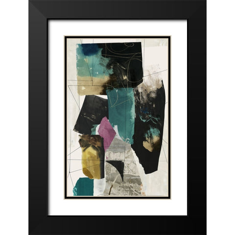 Teal Composition I  Black Modern Wood Framed Art Print with Double Matting by PI Studio