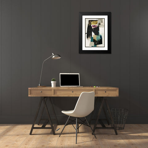 Teal Composition II  Black Modern Wood Framed Art Print with Double Matting by PI Studio