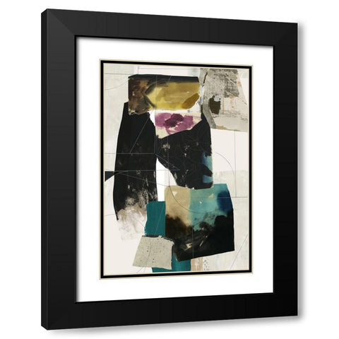 Teal Composition II  Black Modern Wood Framed Art Print with Double Matting by PI Studio