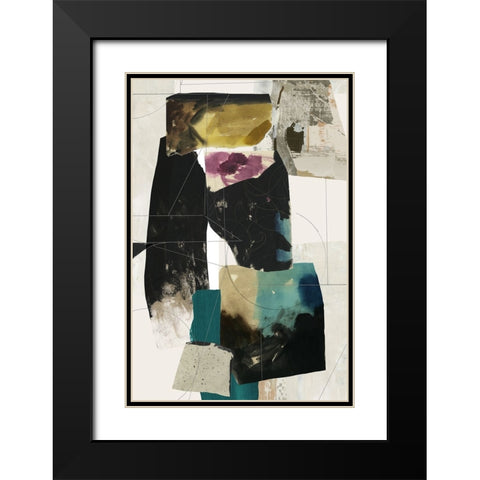Teal Composition II  Black Modern Wood Framed Art Print with Double Matting by PI Studio