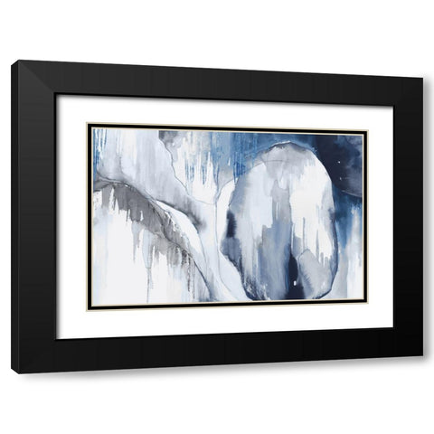 Blue Drips I  Black Modern Wood Framed Art Print with Double Matting by PI Studio