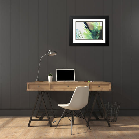 Splash of Green  Black Modern Wood Framed Art Print with Double Matting by PI Studio