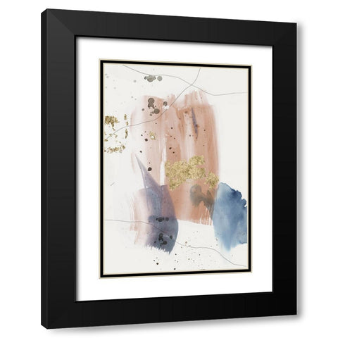 Pink Stroke I  Black Modern Wood Framed Art Print with Double Matting by PI Studio