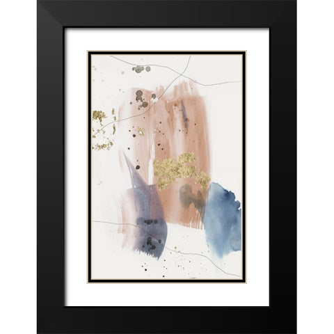 Pink Stroke I  Black Modern Wood Framed Art Print with Double Matting by PI Studio