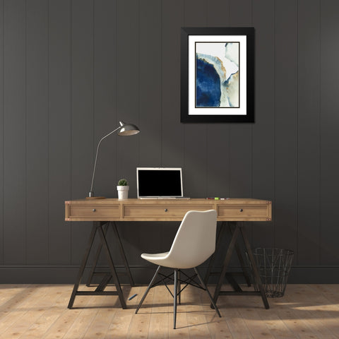 Shapes of Blue Watercolor I  Black Modern Wood Framed Art Print with Double Matting by PI Studio