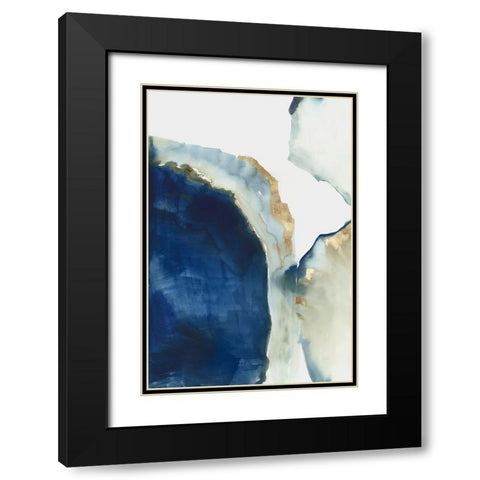 Shapes of Blue Watercolor I  Black Modern Wood Framed Art Print with Double Matting by PI Studio