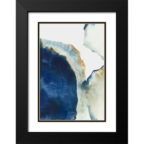 Shapes of Blue Watercolor I  Black Modern Wood Framed Art Print with Double Matting by PI Studio