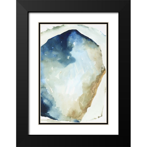 Shapes of Blue Watercolor II Black Modern Wood Framed Art Print with Double Matting by PI Studio