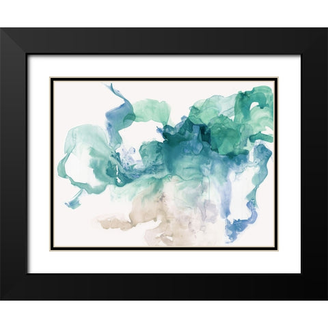 Blue Ink  Black Modern Wood Framed Art Print with Double Matting by PI Studio