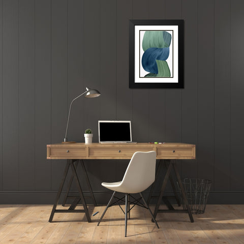 Harmonious Green I  Black Modern Wood Framed Art Print with Double Matting by PI Studio