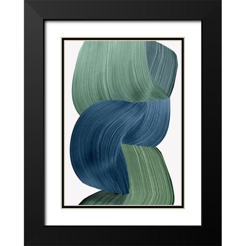 Harmonious Green I  Black Modern Wood Framed Art Print with Double Matting by PI Studio