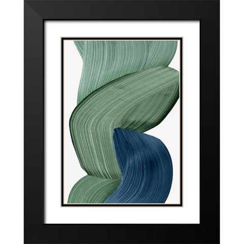 Harmonious Green III Black Modern Wood Framed Art Print with Double Matting by PI Studio