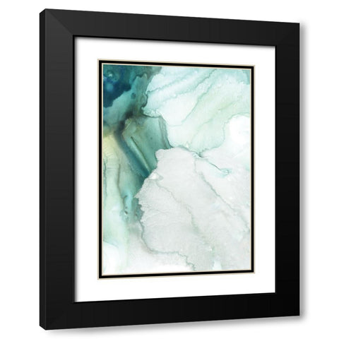 Folding Teal Sheer I  Black Modern Wood Framed Art Print with Double Matting by PI Studio