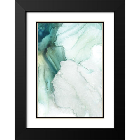 Folding Teal Sheer I  Black Modern Wood Framed Art Print with Double Matting by PI Studio