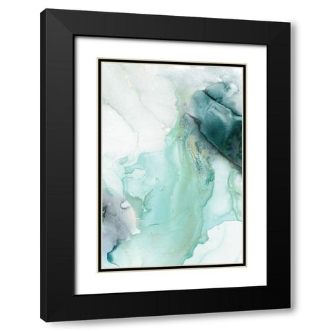 Folding Teal Sheer II  Black Modern Wood Framed Art Print with Double Matting by PI Studio