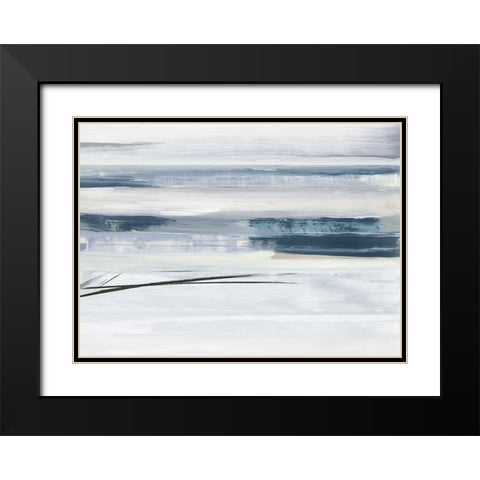 Blue Lines  Black Modern Wood Framed Art Print with Double Matting by PI Studio