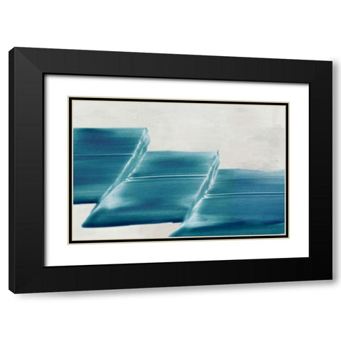 Single Blue Stroke  Black Modern Wood Framed Art Print with Double Matting by PI Studio