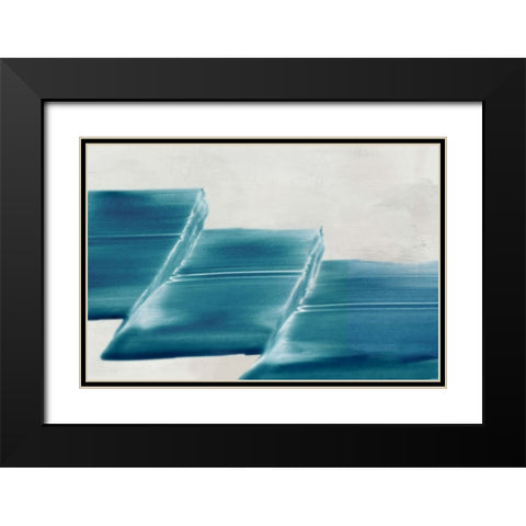 Single Blue Stroke  Black Modern Wood Framed Art Print with Double Matting by PI Studio