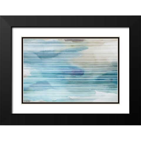 Soft Blue Lines  Black Modern Wood Framed Art Print with Double Matting by PI Studio