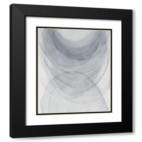 Grey Half Moon I  Black Modern Wood Framed Art Print with Double Matting by PI Studio