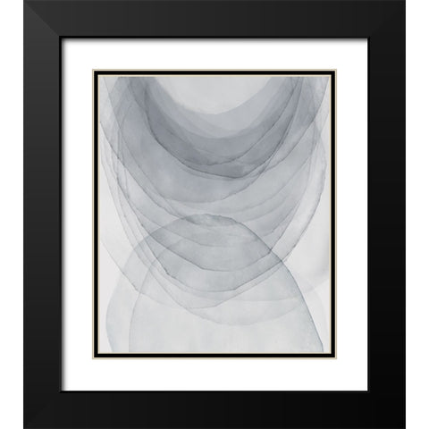 Grey Half Moon I  Black Modern Wood Framed Art Print with Double Matting by PI Studio