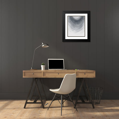 Grey Half Moon II  Black Modern Wood Framed Art Print with Double Matting by PI Studio