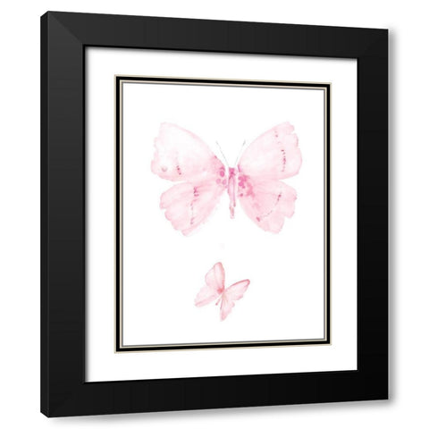 Pink Butterflys II Black Modern Wood Framed Art Print with Double Matting by PI Juvenile