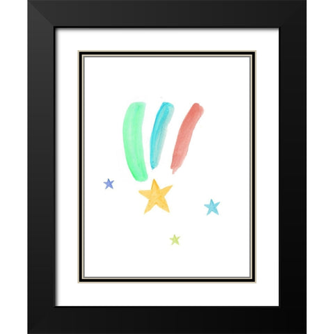 Rainbow Shooting Stars  Black Modern Wood Framed Art Print with Double Matting by PI Juvenile