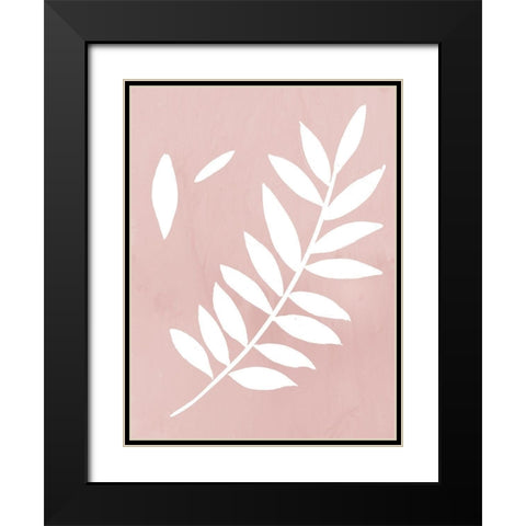 Blush Fern Black Modern Wood Framed Art Print with Double Matting by PI Juvenile