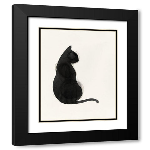 Black Cat Black Modern Wood Framed Art Print with Double Matting by Pi Studio