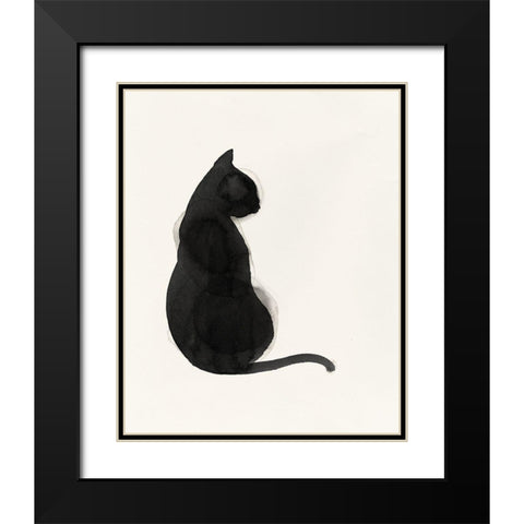 Black Cat Black Modern Wood Framed Art Print with Double Matting by Pi Studio