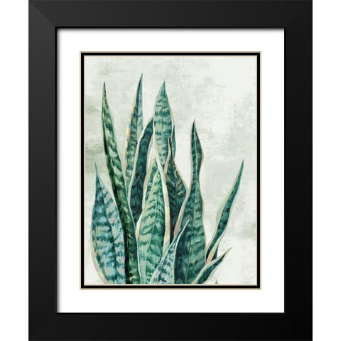 Reaching Snake Plant Black Modern Wood Framed Art Print with Double Matting by PI Studio