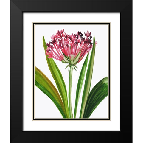 Blooming Pink Black Modern Wood Framed Art Print with Double Matting by Pi Studio