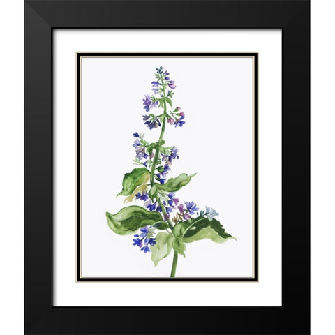 Purple Bloom Black Modern Wood Framed Art Print with Double Matting by Pi Studio