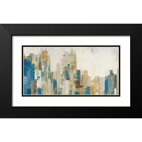 Wide City Blues Black Modern Wood Framed Art Print with Double Matting by Pearce, Allison