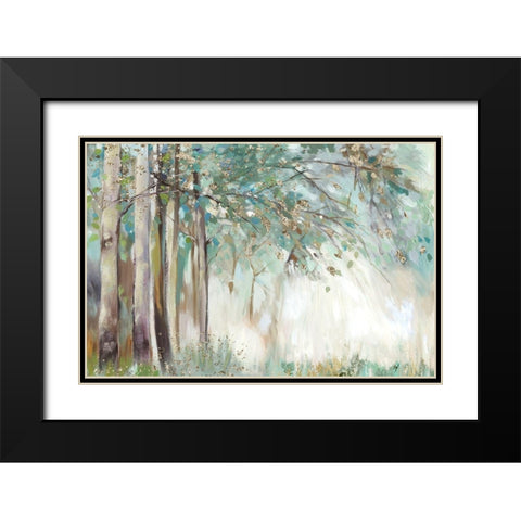 Silver Leaves Black Modern Wood Framed Art Print with Double Matting by Pearce, Allison