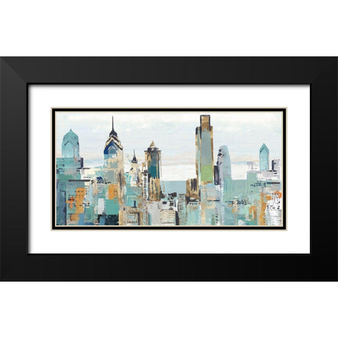 Teal City I Black Modern Wood Framed Art Print with Double Matting by Pearce, Allison