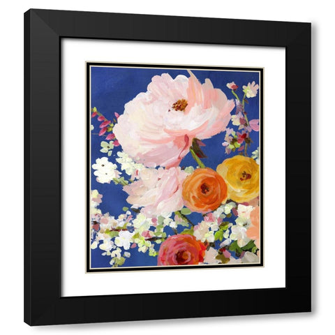 Midnight Garden Flowers I Black Modern Wood Framed Art Print with Double Matting by Pearce, Allison