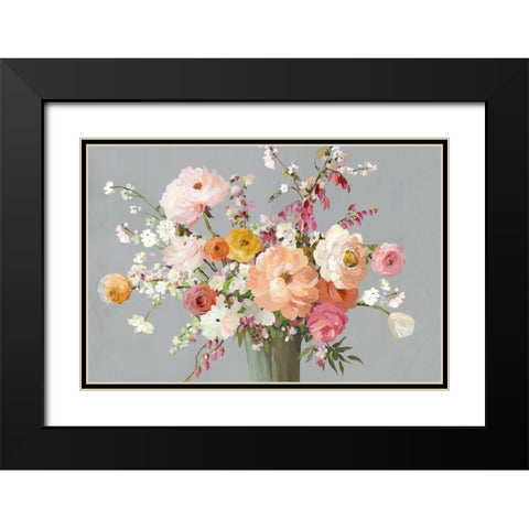 Floral Song Black Modern Wood Framed Art Print with Double Matting by Pearce, Allison