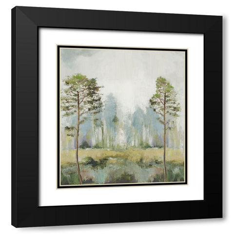 Tall Green Trees II Black Modern Wood Framed Art Print with Double Matting by Pearce, Allison