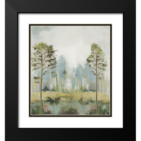 Tall Green Trees II Black Modern Wood Framed Art Print with Double Matting by Pearce, Allison